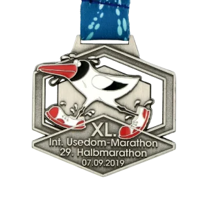 Custom made medal for Usedom-Marathon 2019